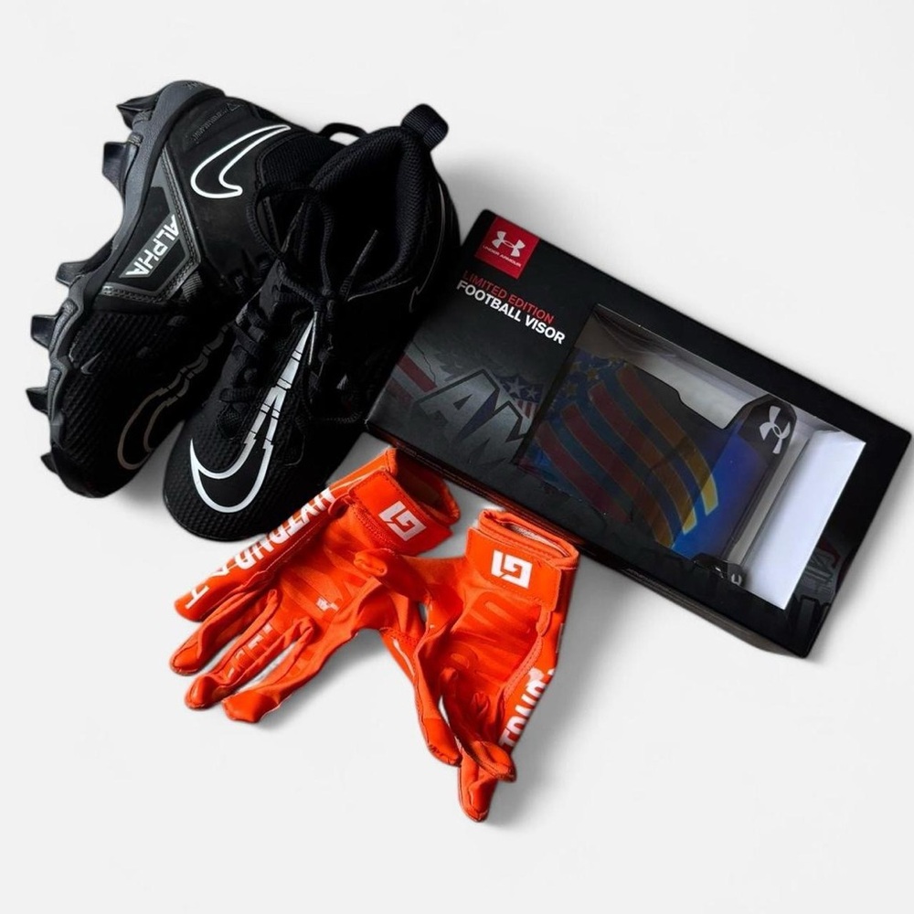 Orange Football Gloves for catching ball
